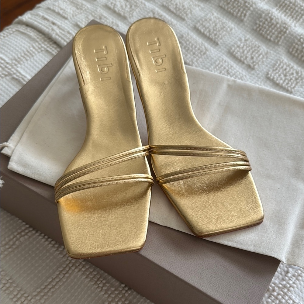 Tibi Gold Heels with Minimalist Design